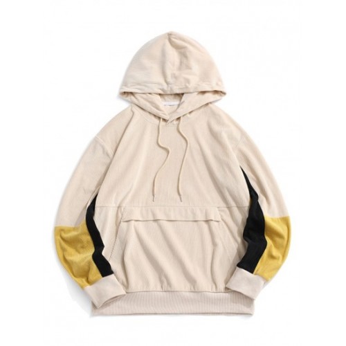 Corduroy Colorblock Panel Hoodie