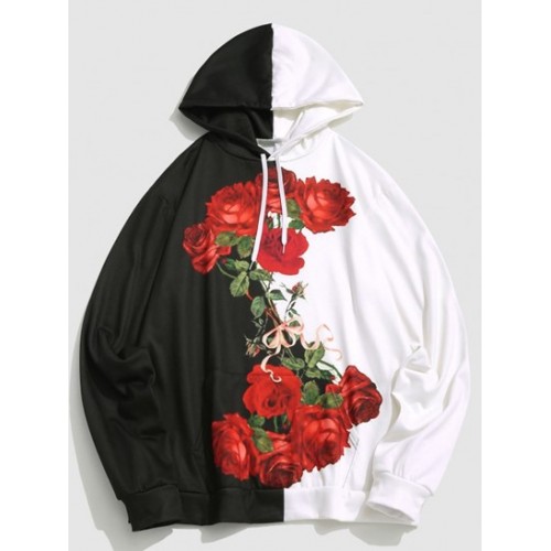 Color Block Two Tone Rose Flowers Print ...