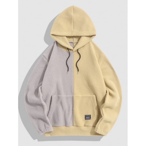 Streetwear Colorblock Two Tone Polar Fau...