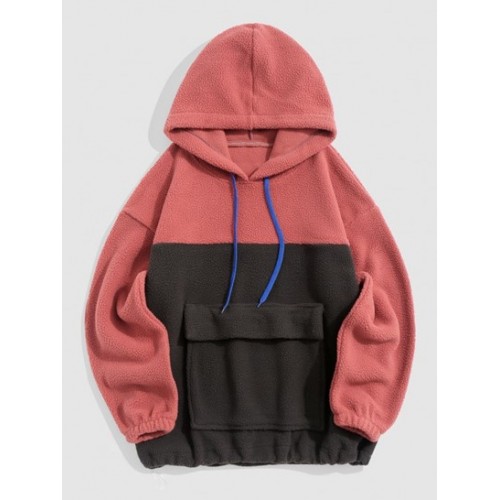Front Pocket Two Tone Colorblock Fleece ...