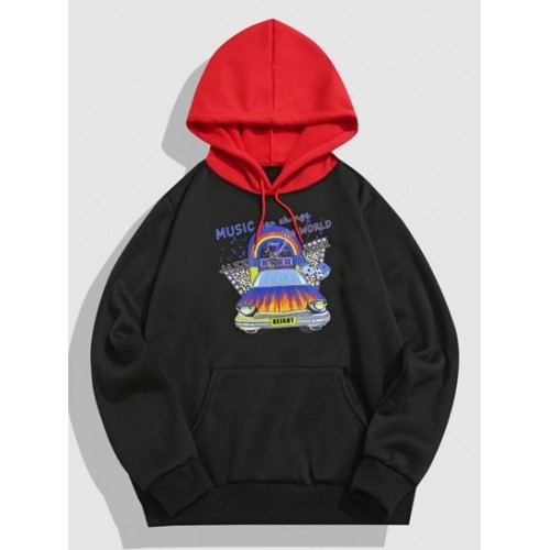 Streetwear Music Car Graphic Fleece-line...