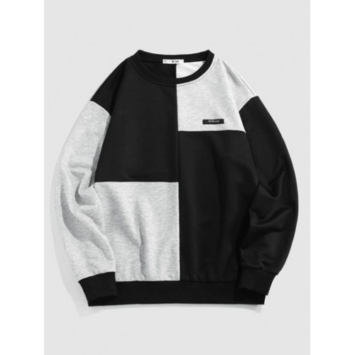 Color Block Letters Applique Sweatshirt
