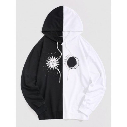 Streetwear Two Tone Celestial Sun Moon H...