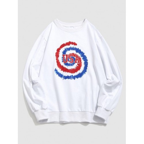 Streetwear USA Tie Dye Print Graphic Swe...