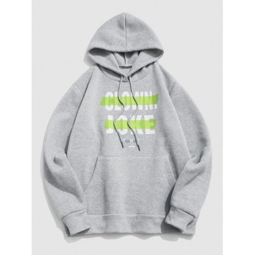 Letters Face Print Fleece Hoodie