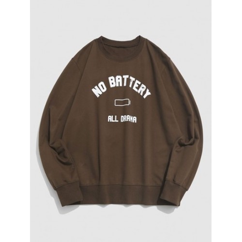 Letters Battery Graphic Print Sweatshirt