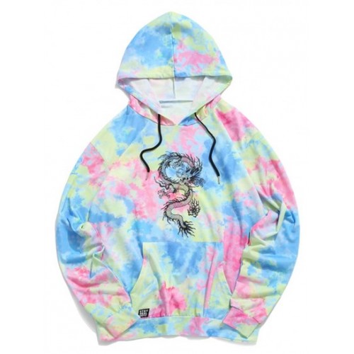 Tie Dye Dragon Print Hoodie