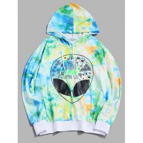 ET Pattern Graphic Tie-dye Print Hoodie