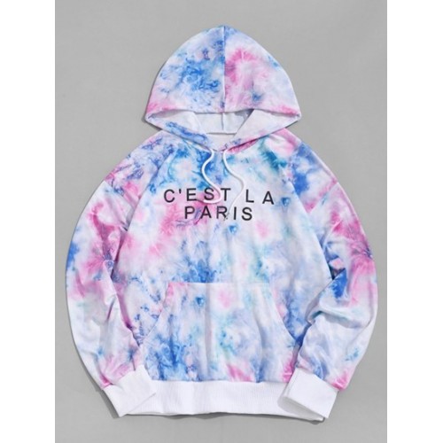 Letter Print Tie Dye Hoodie