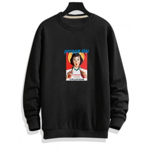 Photographic Print Rib-knit Trim Pullove...