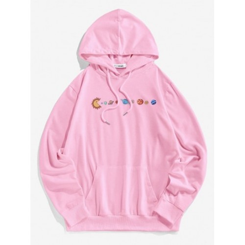 Cartoon Solar System Print Funny Hoodie