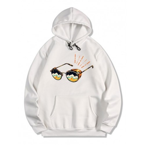 Sunglasses Print Kangaroo Pocket Fleece Hoodie