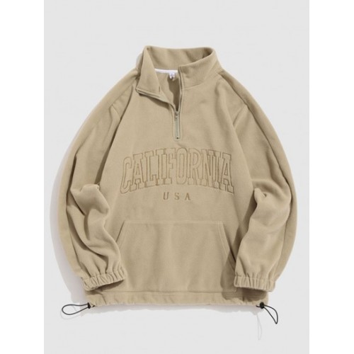 Fluffy CALIFORNIA Embroider Quarter Zip ...