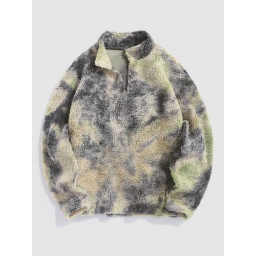 Fluffy Teddy Faux Sherpa Faux Fur Tie-dy...