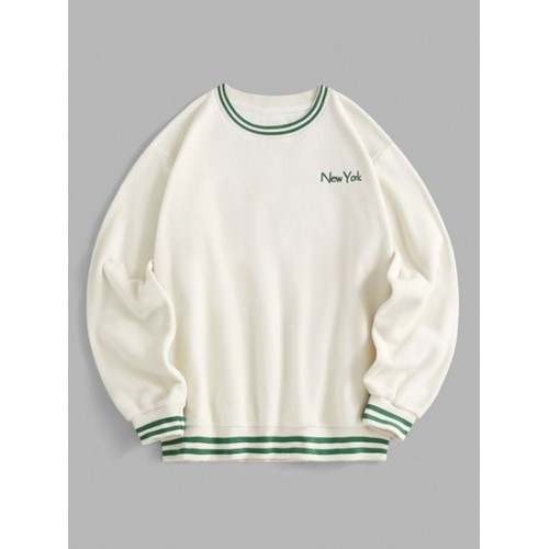 Striped Trim Polar Fleece Fluffy New Yor...