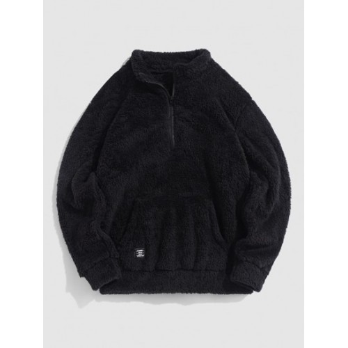 Faux Fur Fluffy Fleece Quarter Zip Label...