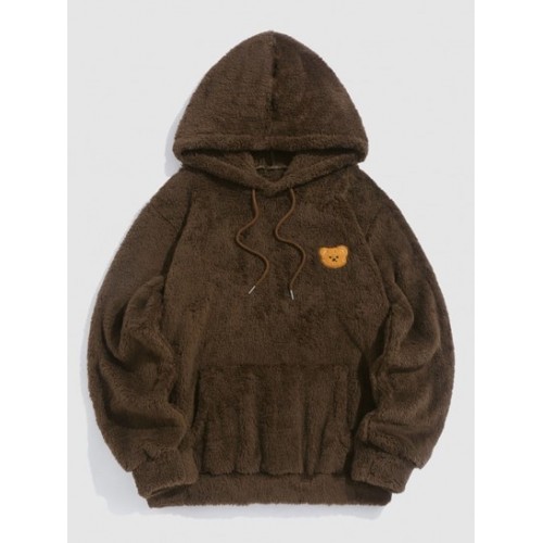 Kangaroo Pocket Bear Pattern Drawstring ...