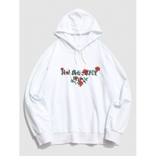 Rose Flower Letter Graphic Hoodie