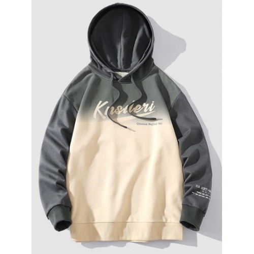Letter Print Ombre Hoodie