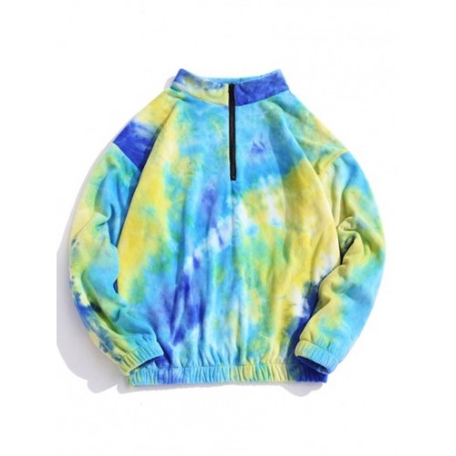 Quarter Zip Tie Dye Pattern Polar Fleece...