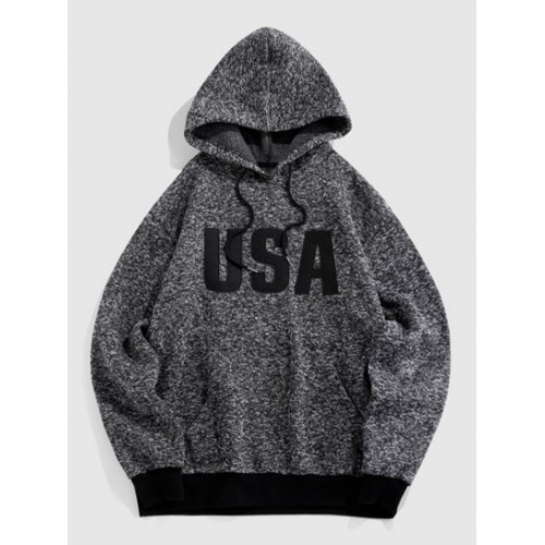 USA Embroidered Knit Fleece Hoodie