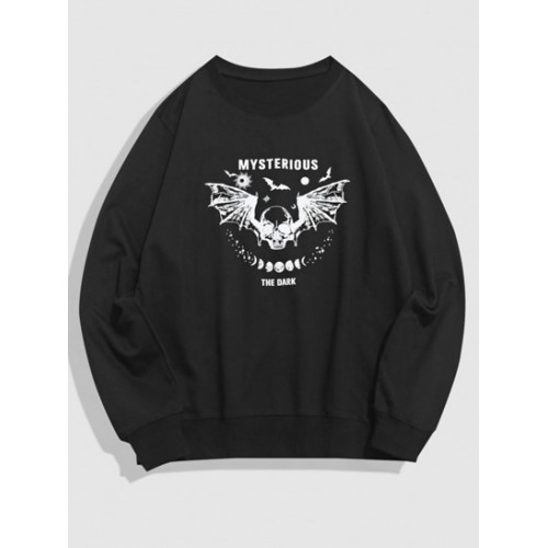 Halloween Skull Bat Graphic Print Y2K Ae...