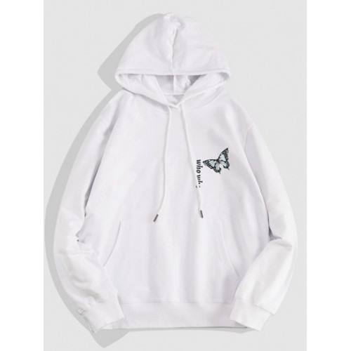 Letters Butterfly Print Kangaroo Pocket ...