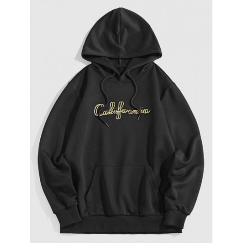 Streetwear California Print Kangaroo Poc...