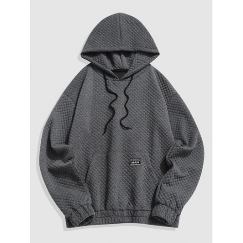 Kangaroo Pocket Textured Quilted Hoodie