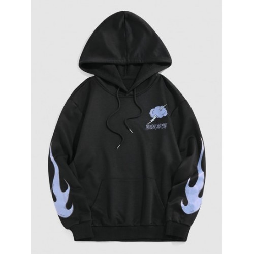 Streetwear Thunder And Fire Flame Print ...