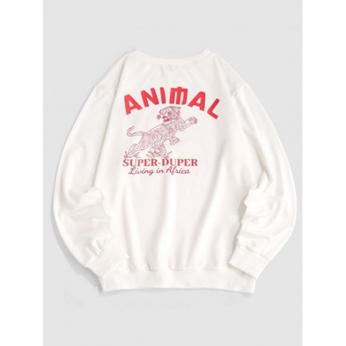 Streetwear Tiger Animal Letter Graphic S...