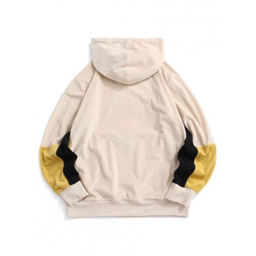 Corduroy Colorblock Panel Hoodie