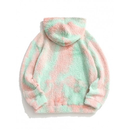 Tie Dye Patched Fleece Teddy Hoodie Tie Dye Patched Fleece Teddy Hoodie