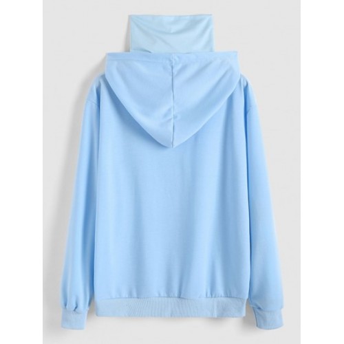 Streetwear Kangaroo Pocket Letter Applique Double Collar Hoodie Streetwear Kangaroo Pocket Letter Applique Double Collar Hoodie