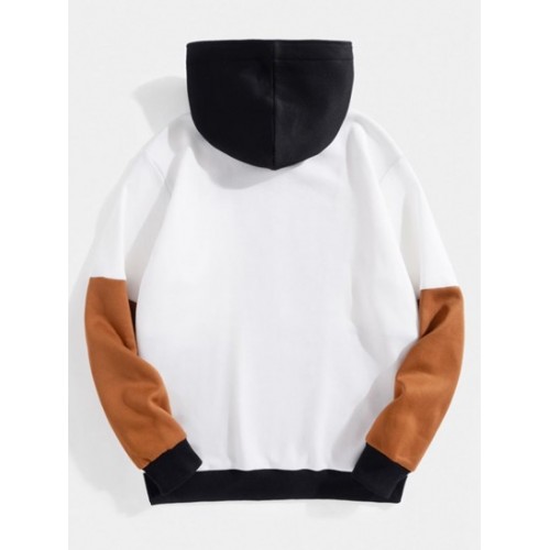 Colorblock Half Zip Fleece-lined Hoodie