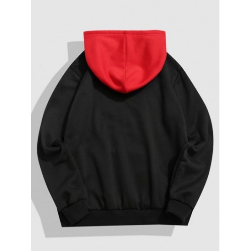Streetwear Music Car Graphic Fleece-lined Colorblock Hoodie Streetwear Music Car Graphic Fleece-lined Colorblock Hoodie