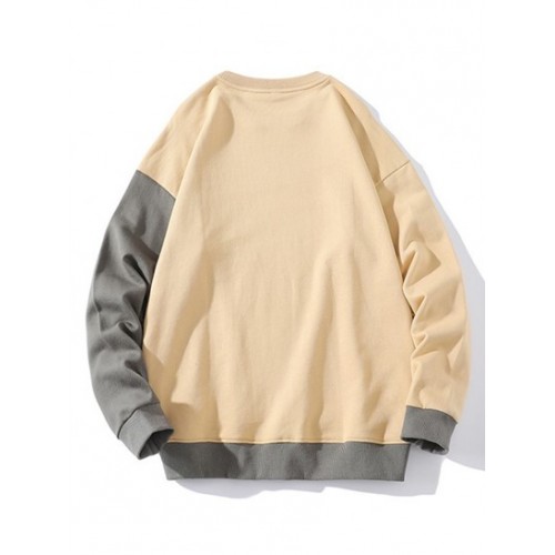 Colorblock Patchwork Cute Cat Slogan Sweatshirt