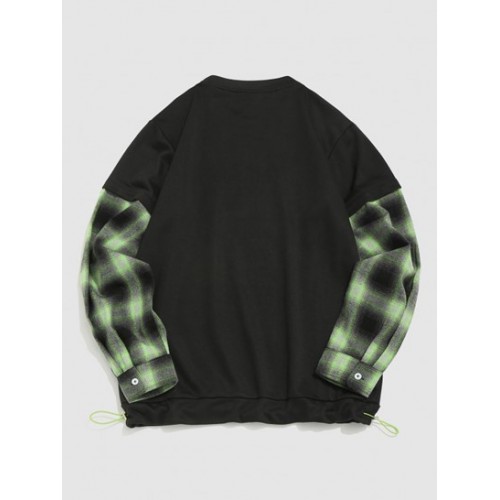 Streetwear Hip Hop Dance Print Plaid Sweatshirt