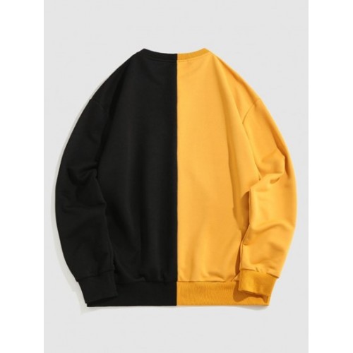 Streetwear Animal Graphic Print Two Tone Contrast Sweatshirt