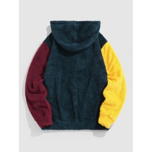 DREAMER Embroidered Color Block Fuzzy Hoodie DREAMER Embroidered Color Block Fuzzy Hoodie