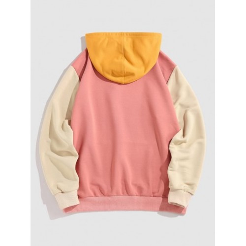 Streetwear Color Block Kangaroo Pocket Hoodie