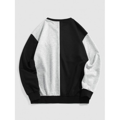 Color Block Letters Applique Sweatshirt