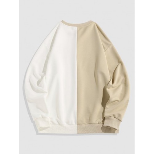 Streetwear Celestial Sun And Moon Two Tone Sweatshirt