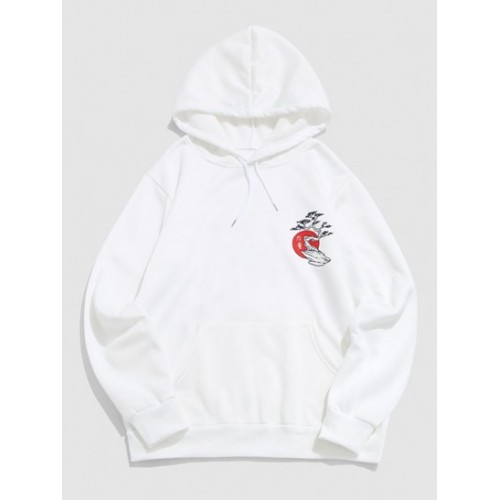 Sun Tree Letters Print Graphic Fleece Streetwear Hoodie