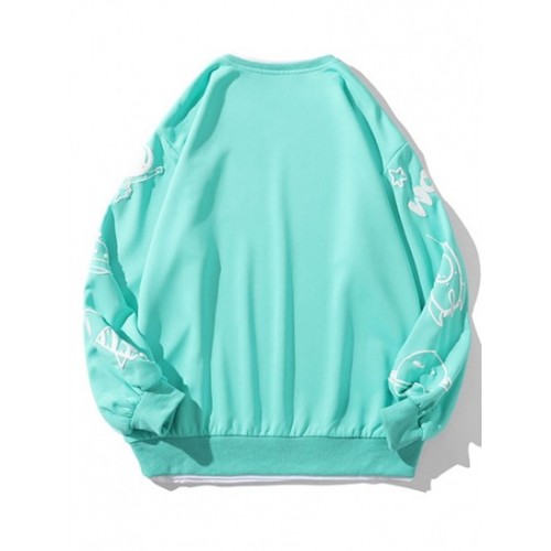 Cartoon Rocket UFO Pattern Graphic Sweatshirt