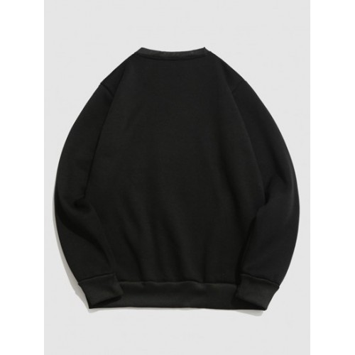 Streetwear Character Letters Print Renaissance Art Fleece Sweatshirt