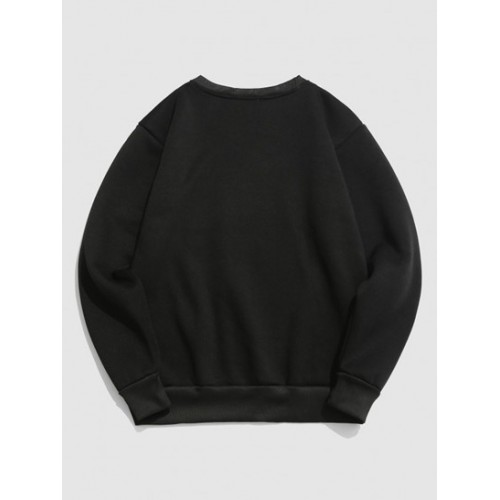 Cartoon Bear Print Fleece Sweatshirt