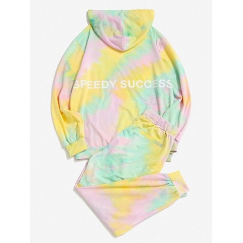 Tie Dye Letters Print Sports Two Piece Set Outfit Tie Dye Letters Print Sports Two Piece Set Outfit
