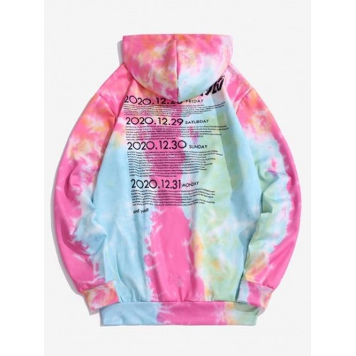 Tie Dye Letter Print Kangaroo Pocket Graphic Hoodie Tie Dye Letter Print Kangaroo Pocket Graphic Hoodie