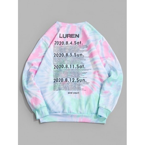 Tie Dye Letter Print Pullover Sweatshirt Tie Dye Letter Print Pullover Sweatshirt